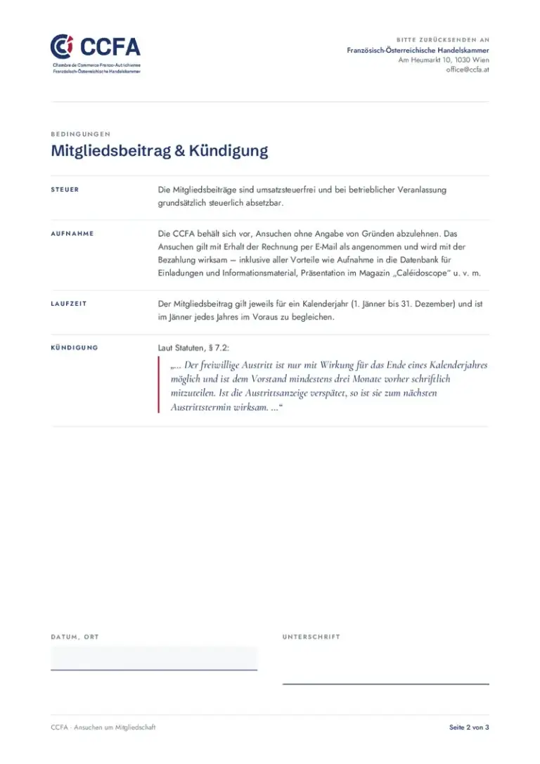 Ansuchen um Mitgliedschaft, Seite 2